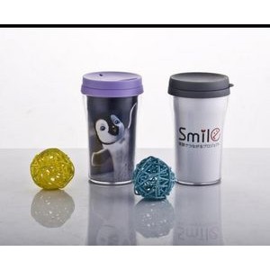 Plastic Coffee Cups w/Cardboard Holder