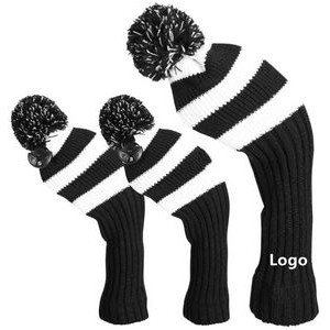 Knitted Golf Club Head Covers with Rotating Number Tags 3 Packs