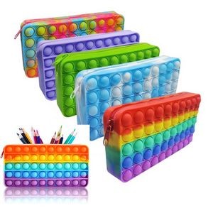 Push Rainbow Bubble Fidget Pencil Case Box
