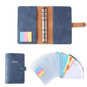 A6 Leather Budget Binder Cover With 12PCS Binder Pockets