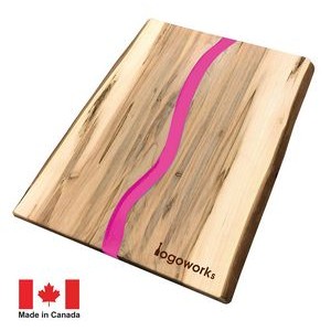 12" Live Edge Ambrosia Maple Charcuterie Board with Hot Pink Resin River