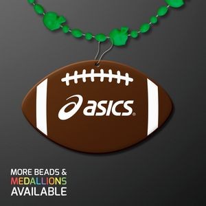 Green Football Party Bead Necklaces with Football Medallion - Domestic Print