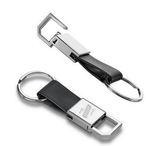 PU Leather Strap Metal Clip-On Keychain