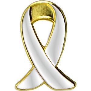 White Awareness Ribbon Clutch Pin (1")