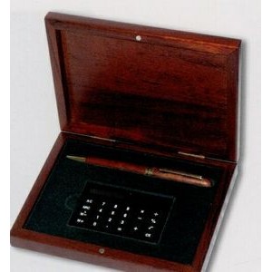 Rosewood Finish Box w/ Pen & Calculator
