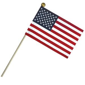 4'' X 6" Economy Cotton U.S. Stick Flag On 10" Wooden Dowel