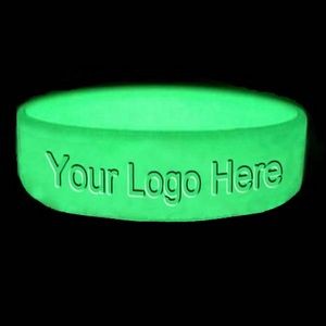 1" Glow-in-the-Dark Debossed Silicone Wristbands