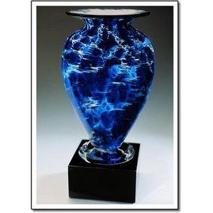 Midnight Tempest Mercury Vase w/ Marble Base (5"x11.75")