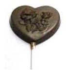 Medium Chocolate Heart w/Rose On A Stick
