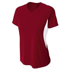 A4 Women's Color Blocked Performance V-Neck Tee Shirt