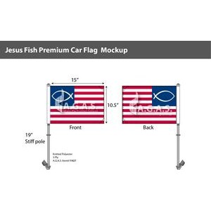 Jesus Fish Car Flags 10.5x15 inch Premium