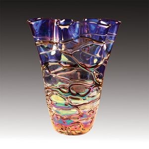 14" Hand Blown Art Glass Vase