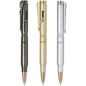 Bullet Pen - Gold metal bullet shape ball point pen, rifle shape clip -Gold Barrel