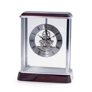 Madrid Clock with Skeleton Movement and Rosewood Base