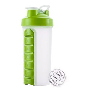 23 Oz. Pill Box Shake Protein Mixer Cup w/7 Compartments