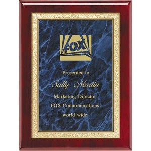 Rosewood Plaque, Rectangle, with Blue Brass Engraving Plate, 9"x12"