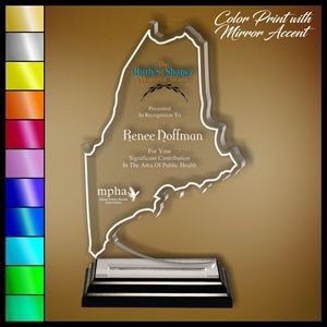 12" Maine Clear Acrylic Award with Color Print and Mirror Accent