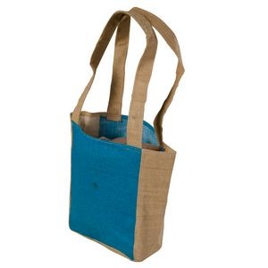 Jute Fiber/Burlap Bag with Matching Fabric Handle (10"x3"x8")