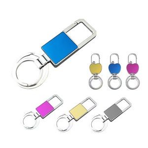 Square Keychain w/Dual Keyring & Clip