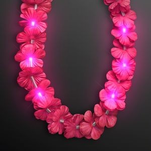 Light Up Pink Lei Flower Necklaces - BLANK