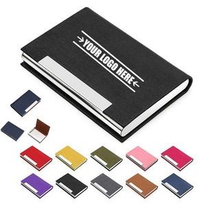 PU Leather Stainless Steel Business Card Holder Case