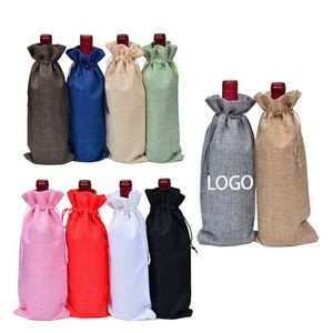 Linen Wine Bottle Drawstring Bag