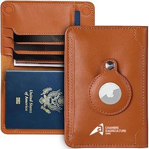 Passport AirTag Holder , Vegan Faux RFID Blocking Travel Cover, Leather RFID Blocking Wallet