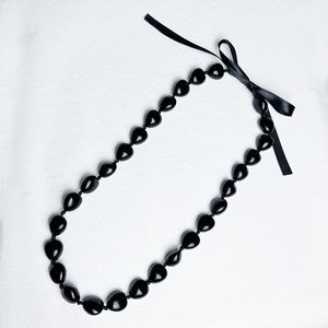 Hawaiian Kukui Nut Necklace with Ribbon Tie Closure