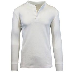 Men's Henley Thermal Shirts - White, S-XL, 3 Button (Case of 24)