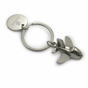 Cute Plane Shaped Key Chain with Round Plate Hang Tag