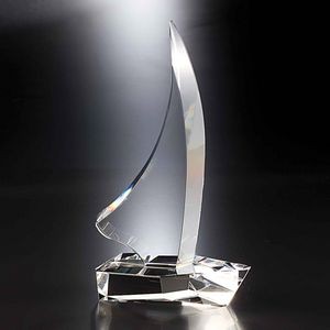 9" Sail Boat Crystal Award