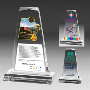 Multi-Faceted Acrylic Tapered Award w/4-Color Process (6"x 8 3/4"x 3/4")
