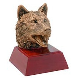 Wolf, Antique Gold, Resin Sculpture - 4"