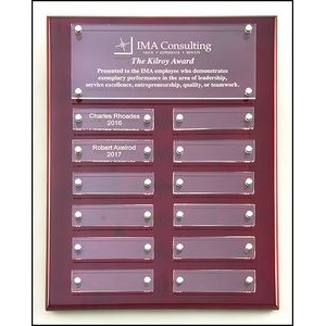 Rosewood Piano Finish Perpetual Plaque with floating acrylic, 9x12", 12 Plates
