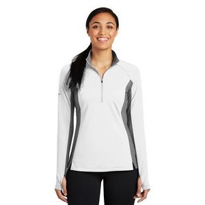 Sport-Tek Ladies' Sport-Wick Stretch Contrast 1/2-Zip Pullover Sweatshirt