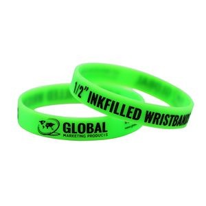 Debossed Ink Filled 1/2" Silicone Wristbands