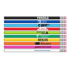 #2 HB Lead Pencil w/Classic Barrel Colors & Pink Eraser