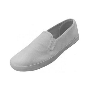 Men's Slip-On Canvas Shoes - White, Size 7-13 (Case of 24)