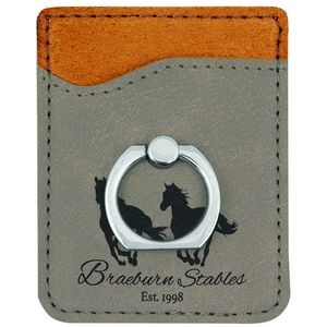 Gray Leatherette Phone Wallet w/Ring