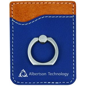 Blue/Silver Leatherette Phone Wallet w/Ring
