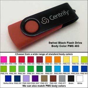 Swivel Black Flash Drive - 64 GB Memory - Body PMS 483