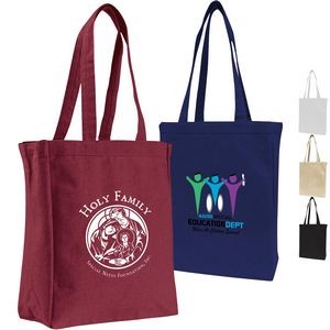 12 Oz Convention Cotton Canvas Tote Bag W/ Gusset USA Decorated (10" X 14" X 4")