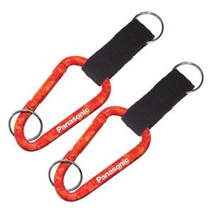 Red Camouflage Aluminum Carabiner with strap and Key Ring - 8 Cm