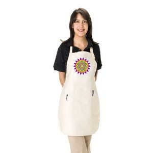 White Full Length Twill Bib Apron with Patch Pockets - Full Color Transfer (22"x30")