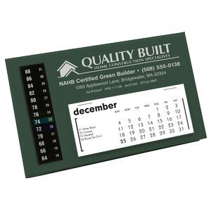 MMT LCD Therm-O-Date Thermometer Desk Calendar, Forest Green