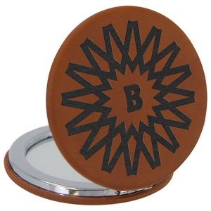 Rawhide Compact with Mirror, Laserable Leatherette, 2-1/2" Diameter