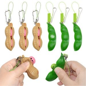 Squeeze Fidget Bean Toy Pea Key Chain