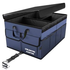 Foldable Collapsible Multi Compartment Car Storage Organizer Box With Cover
