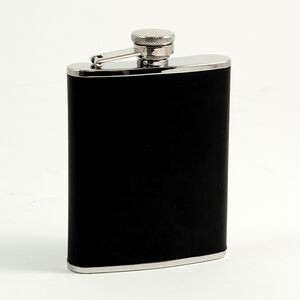 6 Oz. Black Leather Flask
