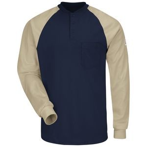 Bulwark® Men's Flame Resistant Long Sleeve Color Blocked Tagless Henley Shirt